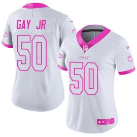 Nike Kansas City Chiefs #50 Willie Gay Jr. White/Pink Womens Stitched NFL Limited Rush Fashion Jersey