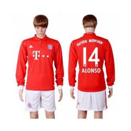 Bayern Munchen #14 Alonso Home Long Sleeves Soccer Club Jersey