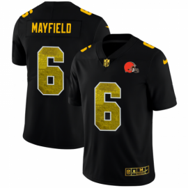 Cleveland Browns #6 Baker Mayfield Mens Black Nike Golden Sequin Vapor Limited NFL Jersey