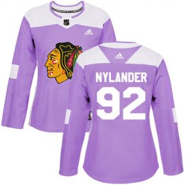 Adidas Chicago Blackhawks #92 Alexander Nylander Purple Authentic Fights Cancer Womens Stitched NHL Jersey