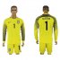 Brazil #1 Alisson Yellow Goalkeeper Long Sleeves Soccer Country Jersey