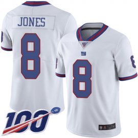 Nike New York Giants #8 Daniel Jones White Mens Stitched NFL Limited Rush 100th Season Jersey