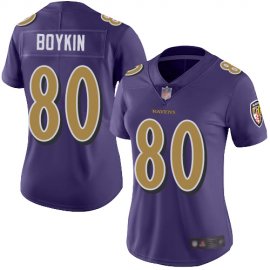 Nike Baltimore Ravens #80 Miles Boykin Purple Womens Stitched NFL Limited Rush Jersey