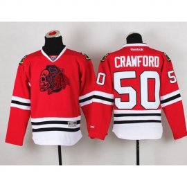 Chicago Blackhawks #50 Corey Crawford Red(Red Skull) Stitched Youth NHL Jersey