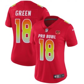 Nike Cincinnati Bengals #18 A.J. Green Red Womens Stitched NFL Limited AFC 2018 Pro Bowl Jersey