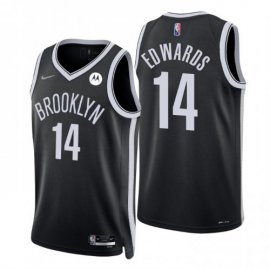 Nike Brooklyn Nets #14 Kessler Edwards Black Mens 2021-22 NBA 75th Anniversary Diamond Swingman Jersey – Icon Edition Mens