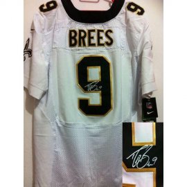 Nike New Orleans Saints #9 Drew Brees White Mens Stitched NFL Elite Autographed Jersey