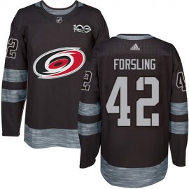 Adidas Carolina Hurricanes #42 Gustav Forsling Black 1917-2017 100th Anniversary Stitched NHL Jersey