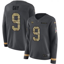 Nike Tampa Bay Buccaneers #9 Matt Gay Anthracite Salute to Service Womens Stitched NFL Limited Therma Long Sleeve Jersey