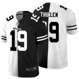 Minnesota Minnesota Vikings #19 Adam Thielen Mens Black V White Peace Split Nike Vapor Untouchable Limited NFL Jersey