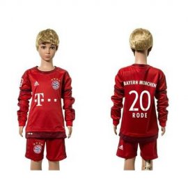 Bayern Munchen #20 Rode Home Long Sleeves Kid Soccer Club Jersey