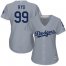 Los Angeles Dodgers #99 Hyun-Jin Ryu Grey Alternate Road Womens Stitched MLB Jersey
