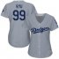 Los Angeles Dodgers #99 Hyun-Jin Ryu Grey Alternate Road Womens Stitched MLB Jersey