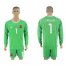 Spain #1 Casillas Green Long Sleeves Goalkeeper Soccer Country Jersey