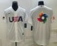 Mens USA Baseball 2023 White World Baseball Big Logo With Patch Classic Replica Stitched Jersey