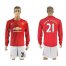 Manchester United #21 Ander Herrera Red Home Long Sleeves Soccer Club Jersey