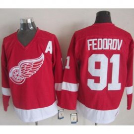 Detroit Red Wings #91 Sergei Fedorov Red CCM Throwback Stitched NHL Jersey