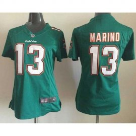 Nike Miami Dolphins #13 Dan Marino Aqua Green Team Color Womens Stitched NFL Elite Jersey