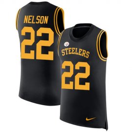 Nike Pittsburgh Steelers #22 Steven Nelson Black Team Color Mens Stitched NFL Limited Rush Tank Top Jersey