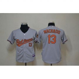 Baltimore Orioles #13 Manny Machado Grey Cool Base Stitched Youth MLB Jersey