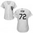 Chicago White Sox #72 Carlton Fisk White(Black Strip) Home Womens Stitched MLB Jersey