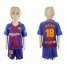 Barcelona #18 Jordi Alba Home Kid Soccer Club Jersey