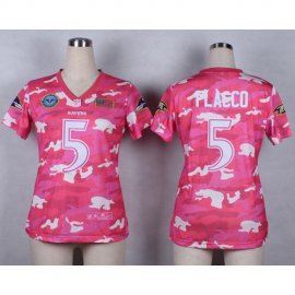 Nike Baltimore Ravens #5 Joe Flacco Pink Womens Stitched NFL Elite Camo Fashion Jersey