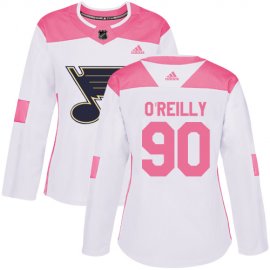 Adidas St. Louis Blues #90 Ryan OReilly White/Pink Authentic Fashion Womens Stitched NHL Jersey
