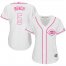 Cincinnati Reds #5 Johnny Bench White/Pink Fashion Womens Stitched MLB Jersey
