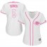 Cincinnati Reds #5 Johnny Bench White/Pink Fashion Womens Stitched MLB Jersey