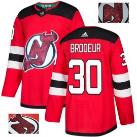 Adidas New Jersey Devils #30 Martin Brodeur Red Home Authentic Fashion Gold Stitched NHL Jersey