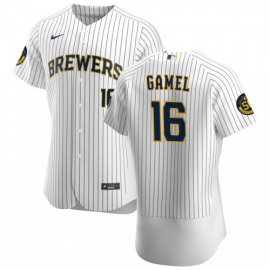 Milwaukee Brewers #16 Ben Gamel Mens Nike White Home 2020 Authentic Player MLB Jersey