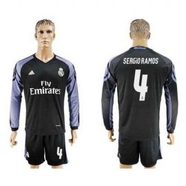 Real Madrid #4 Sergio Ramos Sec Away Long Sleeves Soccer Club Jersey