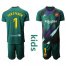 Barcelona #1 Ter Stegen Shiny Green Goalkeeper Kid Soccer Club Jersey