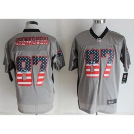 Nike New England Patriots #87 Rob Gronkowski Grey Mens Stitched NFL Elite USA Flag Fashion Jersey