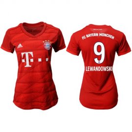Womens Bayern Munchen #9 Lewandowski Home Soccer Club Jersey