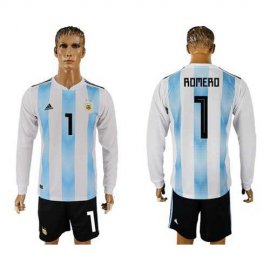 Argentina #1 Romero Home Long Sleeves Soccer Country Jersey