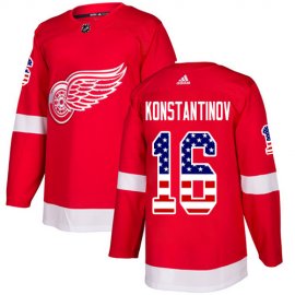 Adidas Detroit Red Wings #16 Vladimir Konstantinov Red Home Authentic USA Flag Stitched NHL Jersey