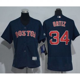 Boston Red Sox #34 David Ortiz Navy Blue Flexbase Authentic Womens Stitched MLB Jersey