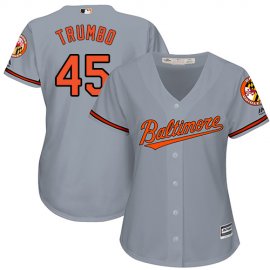 Baltimore Orioles #45 Mark Trumbo Grey Road Womens Stitched MLB Jersey