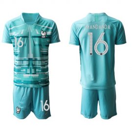 France #16 Mandanda Light Blue Goalkeeper Soccer Country Jersey