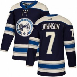 Adidas Columbus Blue Jackets #7 Jack Johnson Navy Blue Alternate Authentic Stitched NHL Jersey