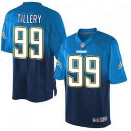 Nike Los Angeles Chargers #99 Jerry Tillery Electric Blue/Navy Blue Mens Stitched NFL Elite Fadeaway Fashion Jersey