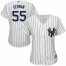 New York Yankees #55 Domingo German White Strip Home Womens Stitched MLB Jersey