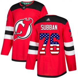 Adidas New Jersey Devils #76 P.K. Subban Red Home Authentic USA Flag Stitched Youth NHL Jersey