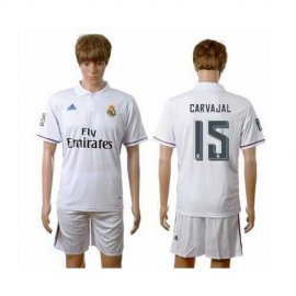 Real Madrid #15 Carvajal White Home Soccer Club Jersey