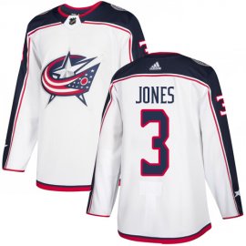 Adidas Columbus Blue Jackets #3 Seth Jones White Road Authentic Stitched NHL Jersey