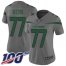 Nike New York Jets #77 Mekhi Becton Gray Womens Stitched NFL Limited Inverted Legend 100th Season Jersey