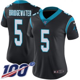 Nike Carolina Panthers #5 Teddy Bridgewater Black Team Color Womens Stitched NFL 100th Season Vapor Untouchable Limited Jersey
