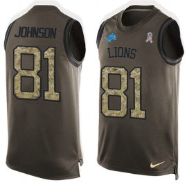 Nike Detroit Lions #81 Calvin Johnson Green Mens Stitched NFL Limited Salute To Service Tank Top Jersey